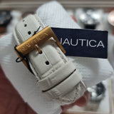 NAUTICA A15025G RoseGold, weiß Lederband, 100M, 46mm Uhr ÖZEN SAAT 656086043838