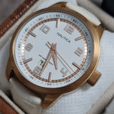 NAUTICA A15025G RoseGold, weiß Lederband, 100M, 46mm Uhr ÖZEN SAAT 656086043838