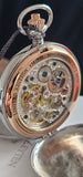 Taschenuhr Carl von Zeyten CVZ0040RSL Silber & Rosegold Doppelzeit Transparent ÖZENSAAT