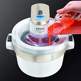 Krups Eismaschine Venice Perfect Mix | 1L hausgemachtes Eis, Sorbet, Frozen Jogurth | Ohne Kompressor | Inklusive Rezeptheft und Silikonlöffel | Digitalanzeige und Signalton, Weiß