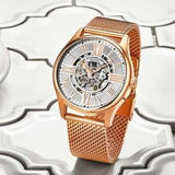 Stuhrling Herrenuhr Automatikuhr mit Selbstaufzug und Edelstahl Mesh Armband ÖZENSAAT