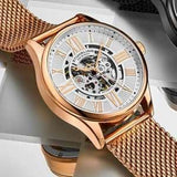 Stuhrling Herrenuhr Automatikuhr mit Selbstaufzug und Edelstahl Mesh Armband ÖZENSAAT