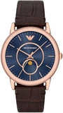 Emporio Armani Watch, Quarz Three Hand Date Movement 43mm Leather Strap ÖZENSAAT