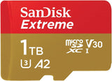 SanDisk Extreme microSDXC UHS-I Speicherkarte 1 TB + Adapter (Für Smartphones, Actionkameras und Drohnen, A2, C10, V30, U3, 190 MB/s Übertragung, RescuePRO Deluxe)