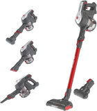 Hoover 100 PETS Akku-Staubsauger, 2-in-1, Mini-Turbodüse für Tierhaare, bis zu 40 Min. Laufzeit, motorisierte LED-Bodendüse, beutellos, kabellos, Modell: HF122GPT, Rot/Titan