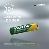 VARTA Batterien AAA, wiederaufladbar, 2 Stück, Recharge Accu Power, Akku, 1000 mAh Ni-MH, ohne Memory Effekt, vorgeladen, sofort einsatzbereit