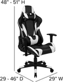 Gaming Stuhl mit hoher Rückenlehne – Ergonomischer Bürosessel mit verstellbaren Armlehnen und Netzstoff – Perfekt als Zockerstuhl und fürs Home Office – Schwarz/Weiß