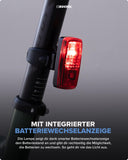 Fahrradlicht, 13h Leuchtdauer I 30/15 LUX Leuchtstärke - Inkl. Batterien I fahrrad lichter led set, fahrradlicht vorne fahrradlicht set, Schwarz