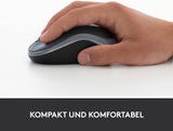 Logitech M185 Kabellose Maus, 2,4 GHz mit USB-Nano-Empfänger, 12 Monate Batterielaufzeit, 1000 DPI Optical Tracking, Für Links- und Rechtshänder, Kompatibel mit PC, Mac, Laptop - Grau