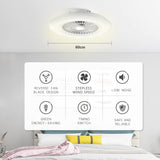 moderne Smart-LED-Deckenleuchte mit Ventilator Ø 60cm, Deckenventilator mit Lampe, Stufenlos Lüftungsgeschwindigkeiten