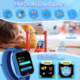 Smartwatch Kinder, Smart Watch Kids Telefon Uhr mit Schrittzähler Anruf SOS Spiele Musik Kamera Wecker Hörbuch Gewohnheit, Kinderuhr Telefonieren für Jungen Mädchen 3-12 Jahre Geschenk (Blau) ÖZENSAAT