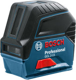 Bosch Professional Kreuzlinienlaser GCL 2-15 (roter Laser, Innenbereich, mit Lotpunkten, Arbeitsbereich: 15 m, 3x AA Batterien, Drehhalterung