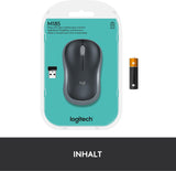 Logitech M185 Kabellose Maus, 2,4 GHz mit USB-Nano-Empfänger, 12 Monate Batterielaufzeit, 1000 DPI Optical Tracking, Für Links- und Rechtshänder, Kompatibel mit PC, Mac, Laptop - Grau