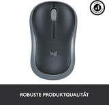 Logitech M185 Kabellose Maus, 2,4 GHz mit USB-Nano-Empfänger, 12 Monate Batterielaufzeit, 1000 DPI Optical Tracking, Für Links- und Rechtshänder, Kompatibel mit PC, Mac, Laptop - Grau