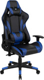 Flash Furniture Gaming Stuhl mit hoher Rückenlehne – Ergonomischer Bürosessel mit verstellbaren Armlehnen und Fußstütze – Perfekt als Zockerstuhl und fürs Home Office – Blau