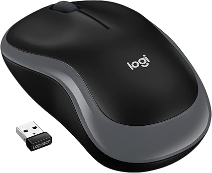 Logitech M185 Kabellose Maus, 2,4 GHz mit USB-Nano-Empfänger, 12 Monate Batterielaufzeit, 1000 DPI Optical Tracking, Für Links- und Rechtshänder, Kompatibel mit PC, Mac, Laptop - Grau