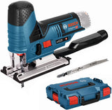 Bosch Professional 12V System Akku Stichsäge GST 12V-70 (2x Sägeblatt, Gleitschuh, Spanreißschutz, Schnitttiefe in Holz: 70 mm, ohne Akkus