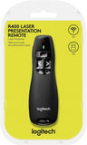 Logitech R400 Presenter, Kabellose 2.4 GHz Verbindung via USB-Empfänger, 15m Reichweite, Roter Laserpointer, Intuitive Bedienelemente, 6 Tasten, Batterieanzeige, PC - Schwarz