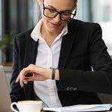 Armband Kompatibel mit Apple Watch Ultra 3/2/1 49mm,S11/S10 46mm, 9/8/7 45mm, SE3/SE2/SE/6/5/4 44mm,3/2/1 42mm, Schlank Smartwatch Armband aus Edelstahl, Metall Uhrenarmband,Schwarz