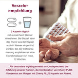 Montmorency-Sauerkirsche Kapseln – hochdosiert (50:1) – Cherry PLUS – pharmazeutische Qualität – laborgeprüft & in Deutschland produziert – 6 Monate – 360 Stück