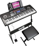 Rockjam 61 Key Touch Display Tastatur Piano Kit mit digitaler Klavierbank, elektrischer Klavierständer, Kopfhörer-Klavier-Anmerkungs-Aufkleber, Sustain Pedal & einfach Klavierunterricht