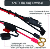 2 Stück 2ft SAE Anschluss Kabel mit 10A Sicherung Batterieladekabel für Auto Batterieladung