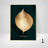 3er Set Design-Poster Wandbilder, Wald Goldene Blätter Palmblatt, Ohne Rahmen, Wandbild Print Bilder Kunstposter Deko für Wohnzimmer (Stil A,30 x 40 cm)