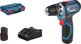 Bosch Professional 12V System Akku-Bohrschrauber (inkl. 2x 2,0 Ah Akku, in L-Boxx), Schwarz, Blau, Inkl. 4 Aufsätze