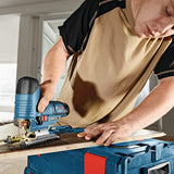 Bosch Professional 12V System Akku Stichsäge GST 12V-70 (2x Sägeblatt, Gleitschuh, Spanreißschutz, Schnitttiefe in Holz: 70 mm, ohne Akkus