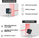 Kreuzlinienlaser, RockSeed 15M ± 0,2 mm/m Selbstnivellierend Linienlaser, 1m Stoßfest Drehbar Vertikale/Horizontale Roter Laser Level, IP54 Staub & Wasserschutz inkl. 2*AA Batterien & Schutztasche