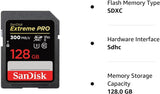 SanDisk Extreme PRO SDHC UHS-II Speicherkarte V90 128 GB (300 MB/s, 8K-, 4K- und Full-HD-Videoaufnahmen, RescuePRO Deluxe, stoßsicher, temperaturbeständig, wasserdicht und röntgensicher)