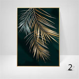 3er Set Design-Poster Wandbilder, Wald Goldene Blätter Palmblatt, Ohne Rahmen, Wandbild Print Bilder Kunstposter Deko für Wohnzimmer (Stil A,30 x 40 cm)