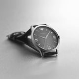 Emporio Armani Watch for Men, Quartz Three Hand Date Movement and 43mm Case Size with Leather Strap