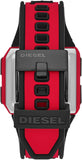 Diesel Uhr Chopped, Digital Uhrwerk, 38mm Rotes gehäuse mit Silikonarmband, DZ1923