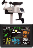 Wetterstation Funk mit Außensensor, 8-in-1 Funk Wetterstation mit Wettervorhersage,Temperatur, Luftdruck, Luftfeuchtigkeit, Windmesser, Regenmesser, Mondphrase, Wecker (schwarz)