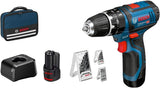 Bosch Professional 12V System Akku Schlagbohrschrauber GSB 12V-15 (Bohr-Ø Holz max: 19 mm, inkl. 2x2,0 Ah Akku + Ladegerät, 2x Bohrer-Set