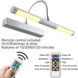 HONWELL Bilderleuchte LED Verstellbare LED Wandleuchte für Spiegel AA Batterie Betriebene mit Fernbedienungen 180° Schwenkarm