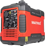 Matrix Notstromaggregat Benzin leise | 2000 Watt Leistung | Inverter Stromerzeuger | Generator mit USB, 2x230V, 12V, Eco Modus | PG 2000i-USB | 4-takt Motor | sehr leise