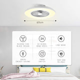 moderne Smart-LED-Deckenleuchte mit Ventilator Ø 60cm, Deckenventilator mit Lampe, Stufenlos Lüftungsgeschwindigkeiten