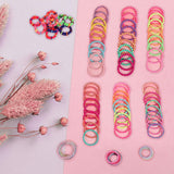 100 Stück Haargummis Mädchen Set, Kinder Baby Haarschmuck Mädchen Klein Haargummi Mini Bunt, Elastische Haarbänder Mädchen Haarband Gummibänder Pferdeschwanz Dünn Zopfgummis 10 Stile Scrunchies