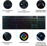 Logitech G915 LIGHTSPEED kabellose mechanische Gaming-Tastatur, Taktiler GL-Tasten-Switch mit flachem Profil, LIGHTSYNC RGB, Ultraschlankes Design, Deutsches QWERTZ-Layout - Carbon