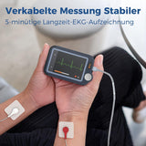 EKG Gerät für zuhause, Bluetooth EKG Monitor mit iOS & Android App, 30s / 60s / 5min Messzeit für Smartphone und PC, Persönlicher tragbarer Herzgesundheits-Tracker