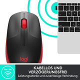 Logitech kabellose Maus M190, geschwungenes Design für beidhändige Nutzung, Batterielebensdauer von 18 Monaten plus Stromsparmodus, USB-Empfänger, präzise Kontrolle dank breitem Rad und Tasten - Rot