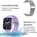 Smartwatch Armband, 22mm Ersatzarmband, Herren und Damen Bluetooth Uhr Mode Armband Metall Silbrig / Lila
