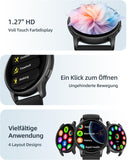 Smartwatch Damen Herren mit Telefonfunktion, 5ATM Wasserdicht Schwimmuhr, 44 mm Fitnessuhr mit 100+ Sportmodi, Herzfrequenz und Schlaftracking, Smart Watch für Android & iPhone, Schwarz, SR3
