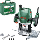 Bosch Home and Garden Oberfräse POF 1400 ACE (3 x Spannzange, Fräser, Parallelanschlag, Absaugadapter, Koffer (1400 W)) Grün