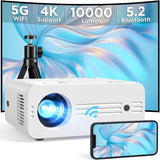 Beamer, Full HD 1080P 10000 Lumen Beamer 5G WiFi Bluetooth mit Stativ, Unterstützung Beamer 4K Heimkino für Handy Phone, Projektor