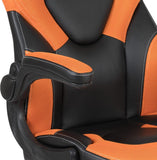 Flash Furniture Gaming Stuhl mit hoher Rückenlehne – Ergonomischer Bürosessel mit verstellbaren Armlehnen und Netzstoff – Perfekt als Zockerstuhl und fürs Home Office – Orange