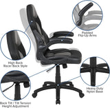 Flash Furniture Gaming Stuhl mit hoher Rückenlehne – Ergonomischer Bürosessel mit verstellbaren Armlehnen und Netzstoff – Perfekt als Zockerstuhl und fürs Home Office – Schwarz