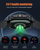 Smartwatch Herren, 1.45" AMOLED Smart Watch Herren mit Anrufe tätigen/Empfangen, 115+Sportmodi Fitnessuhr mit Herzfrequenz/Schrittzähler/Schlafmonitor, IP68 Wasserdicht Sportuhr für Android iOS